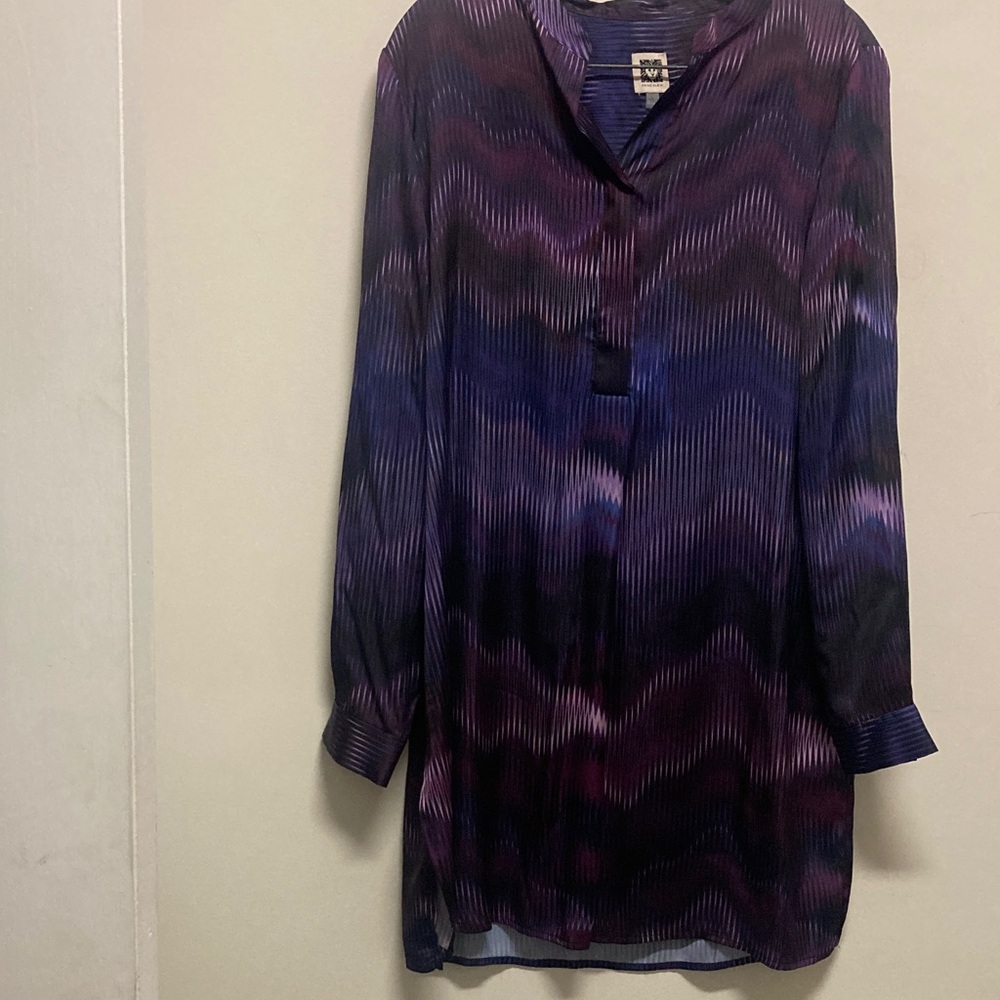 ANNE KLEIN/Purple; black and Blue Long Sleeve Tunic